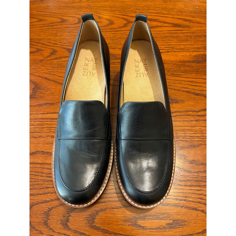 Naturalizer Darry Leather Lightweight Lug Sole Platform Loafer Black Sz 7.5 - Picture 2 of 7